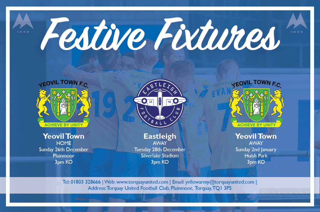 Book Your Tickets NOW For Our Festive Fixtures! Torquay United