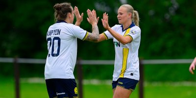 Goal celebrations for  Beth Everson of Torquay United Women during the South West Regional Womens Football League  Match between AEK Boco Women and Torquay United Women at The Shield Pavilion on 3 May 2026. Photo: Tom Sandberg/PPAUK