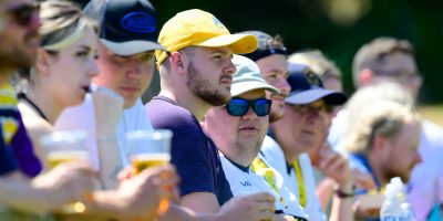 Torquay United fans during the Pre Season Friendly match between Buckland Athletic and Torquay United at The VX3 Stadium, Homers Heath, Newton Abbot, Devon on Saturday 12 July 2025. Photo: Frankie OKeeffe/PPAUK