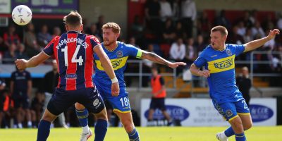 Matt Worthington of Torquay United on the ball during the National League South match between Dagenham and Redbridge and Torquay United at Victoria Road Stadium, Dagenham on 20 August 2026 (Photo: Josh Smith/PPAUK)