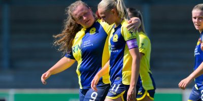 Goal celebrations for Beth Everson of Torquay United Women during the FA Womens National League Division 1 South West match between Torquay United Women and Ascot United Women at Plainmoor, Torquay on Sunday 23rd August 2026 - PHOTO: Frankie OKeeffe/PPAUK
