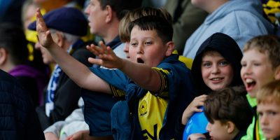 Torquay United fans during the National League South Semi Final match between Torquay United and Dorking Wanderers at Plainmoor, Torquay on 2 May 2026 (Photo: Phil Mingo/PPAUK)