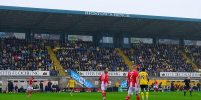 Torquay United fans at a packed Plainmoor during the National League South Semi Final match between Torquay United and Dorking Wanderers at Plainmoor, Torquay on 2 May 2026 (Photo: Frankie OKeeffe/PPAUK)