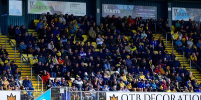Torquay United fans at a packed Plainmoor during the National League South match between Torquay United and Hemel Hempstead Town at Plainmoor, Torquay on Saturday 18th April 2026 - PHOTO: Frankie OKeeffe/PPAUK