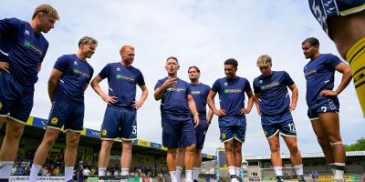 Torquay United warm ups during the National League South match between Torquay United and Horsham at Plainmoor, Torquay on Saturday 8th August 2026 - PHOTO: Frankie OKeeffe/PPAUK