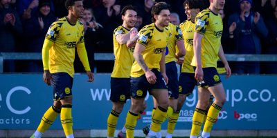 Goal celebrations for Sonny Blu Lo-Everton of Torquay United during the National League South match between Torquay United and Horsham at Plainmoor, Torquay on Saturday 28th March 2026 - PHOTO: Frankie OKeeffe/PPAUK