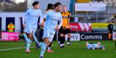 Goal celebrations for Dylan Morgan of Torquay United during the National League South match between Torquay United and Maidstone United at Plainmoor, Torquay on Saturday 17th January 2026 - PHOTO: Frankie OKeeffe/PPAUK