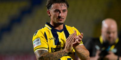 Dylan Morgan of Torquay United during the National League South match between Torquay United and Weston Super Mare at Plainmoor, Torquay on Tuesday 18th August 2026 - PHOTO: Frankie OKeeffe/PPAUK