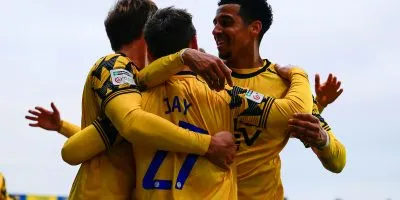 Goal celebrations for Matt Jay of Torquay United during the National League South match between Torquay United and Weston-super-Mare at Plainmoor, Torquay on Friday 26th December 2025 - PHOTO: Frankie OKeeffe/PPAUK
