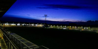 General view of the ground before the flood lights are put on for the National League South match between Torquay United and Yeovil Town at Plainmoor, Torquay on Tuesday 7th November 2023 - PHOTO: Phil Mingo/PPAUK