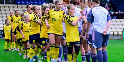 Torquay United Women mascots during the Adobe Womens FA Cup match between Torquay United Women and Exeter City Women at Plainmoor, Torquay, 26th October 2025 - PHOTO: Phil Mingo/PPAUK
