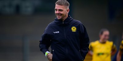 All smiles for Ryan Perks, Manager of Torquay United Women after the South West Regional Womens Premier League match between Torquay United Women and Pucklechurch Sports Ladies at Plainmoor, Torquay, 12th October 2025 - PHOTO: Phil Mingo/PPAUK