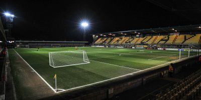 General view of Plainmoor before the National League match between Torquay United and Bromley at Plainmoor Torquay, Devon on Tuesday 28th February 2023 - PHOTO: Frankie OKeeffe/PPAUK